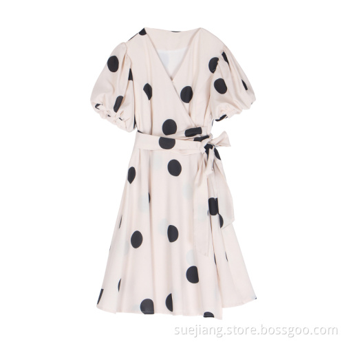 Women Summer Loose Casual Dot Dresses